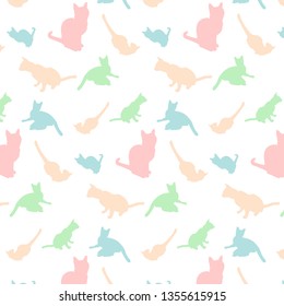 Cats silhouette pattern colorful background - Vector