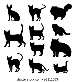 cats silhouette set