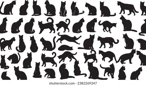 Cats silhouette Set, Cats collection