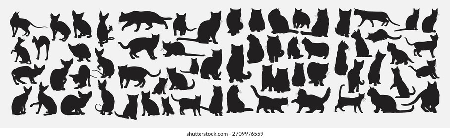 Conjunto de silueta de gatos Ilustración vectorial