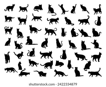 Cats silhouette vector art white background