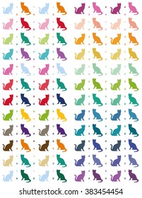 Cats silhouettes colorful printable planner stickers to be used for scarpbooking,journaling,projects.Letter size eps 10