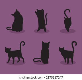 icono de siluetas de gatos en fondo morado