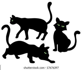 Cats silhouettes on white background - vector illustration.