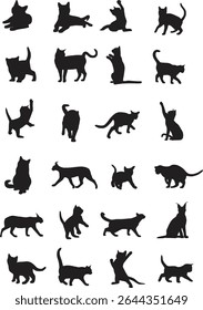 Cats silhouettes set design template 