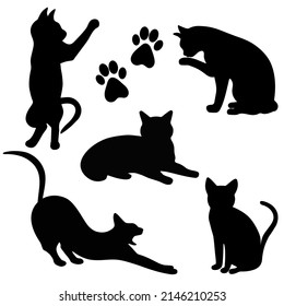 Cats Silhouettes Set Vector Illustration Shadow Stock Vector (Royalty ...