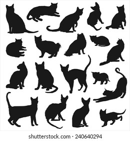 Cats silhouettes set. Vector illustration