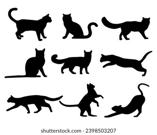 cats silhouettes in a vector set