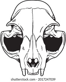 cats skull black white artwork