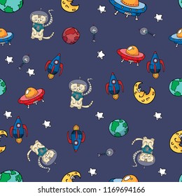 cats space, hand drawing pattern