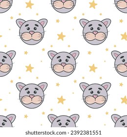 Cats and stars festive background