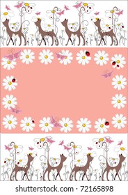 the cats in a summer time with flowers and butterfly