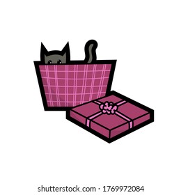 Cats are a surprise birthday gift, a mystery box inside, a perfect gift for birthday, or a Christmas present