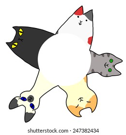 Cats surrounding copy space