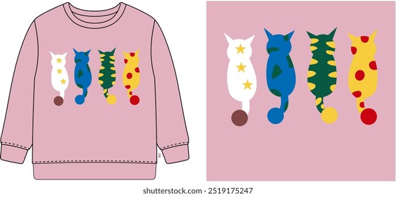 cats t shirt graphic design vector illustration