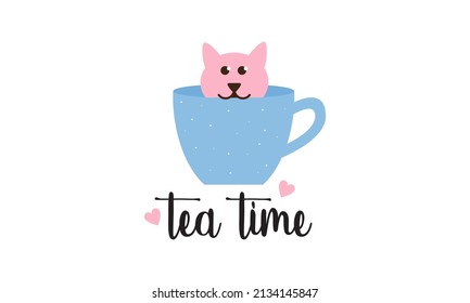 cats and tea cups a cup tea logo 