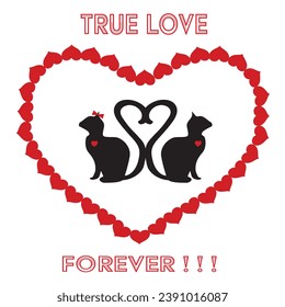 Cats True Love Forever Black and Red