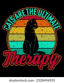 Cats are the ultimate therapy, Vintage t-shirt design