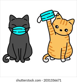 THE CATS USE MASK HEALTHY PROTOCOL IN PANDEMY VECTOR DESIGN FOR T-SHIRT CLOTHING