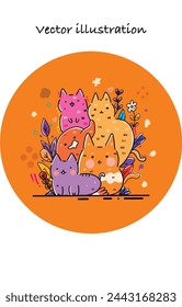 Gatos varios colores ilustración