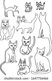 Cute Cat Hand Drawn Icon Vector Stock Vector (Royalty Free) 668394505