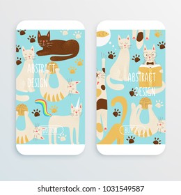 Cats vector cell phone concept, friendly and childish design