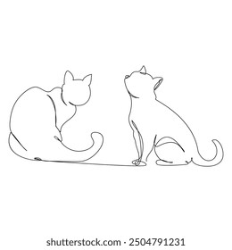 cats vector with continuous single one line art drawing. New minimalist design minimalism animal of cat illustration.