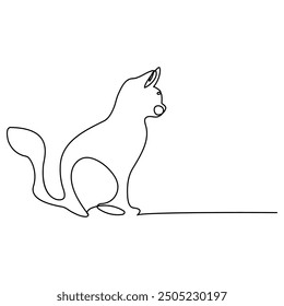 cats vector with continuous single one line art drawing. New minimalist design minimalism animal pet of cat illustration.