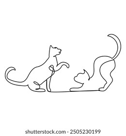 cats vector with continuous single one line art drawing. New minimalist design minimalism animal pet of cat illustration.