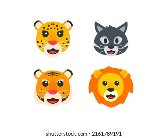 Cats Vector Emoji Set Illustrations. Feline Emoticons