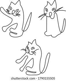 Cats. Vector illustration in black and white.