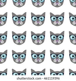Cats. Vector illustration, eps10. Cartoon vector pattern. Cats seamless pattern. Cute cartoon doodle seamless pattern with cats.