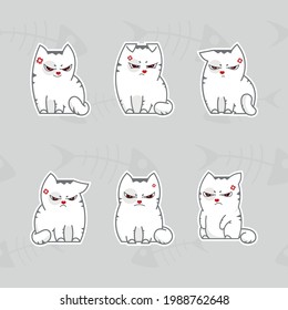 Katzen. Vektorgrafik. Aufkleber-Paket.