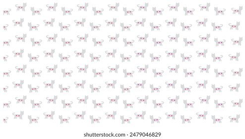 cats vector seamless pattern with gray cats inside hearts and cat hearts seamless background