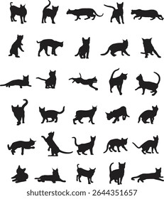 Cats vector silhouettes set design 