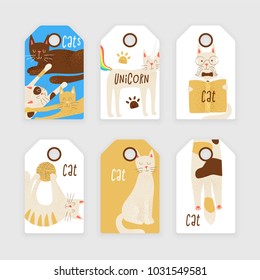 Cats vector tag concept, friendly and childish design