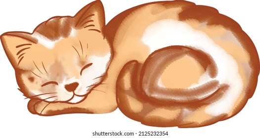 Cats Watercolor Isolated on White Background.
