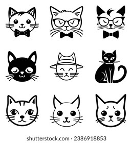 Gatos3 Icono Plano Aislado En Fondo Blanco