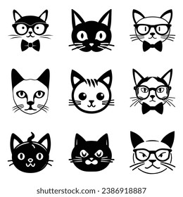 Cats3 Flat Icon Set Isolated On White Background