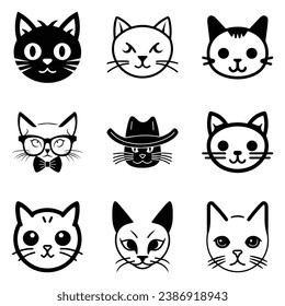 Cats3 Flat Icon Set Isolated On White Background
