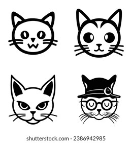Gatos3 Icono Plano Aislado En Fondo Blanco
