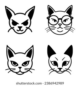 Cats3 Flat Icon Set Isolated On White Background