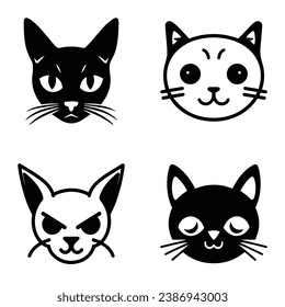 Cats3 Flat Icon Set Isolated On White Background
