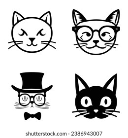 Cats3 Flat Icon Set Isolated On White Background
