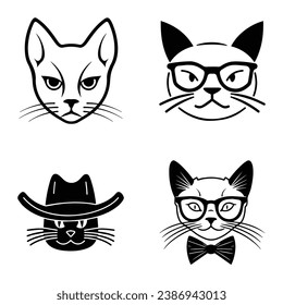 Cats3 Flat Icon Set Isolated On White Background