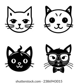 Cats3 Flat Icon Set Isolated On White Background
