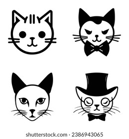 Cats3 Flat Icon Set Isolated On White Background