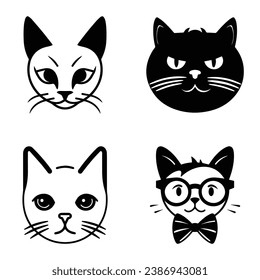Gatos3 Icono Plano Aislado En Fondo Blanco