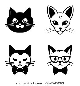Cats3 Flat Icon Set Isolated On White Background