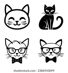 Cats3 Flat Icon Set Isolated On White Background